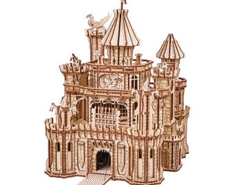 3D wooden puzzle DIY Castle model kit Laser cut mechanical puzzles for adults Medieval toy castle, Dragon Castle by WoodTrick