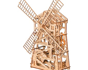 3D wooden puzzle DIY Windmill model kit Laser cut mechanical puzzles for adults, Windmill by WoodTrick