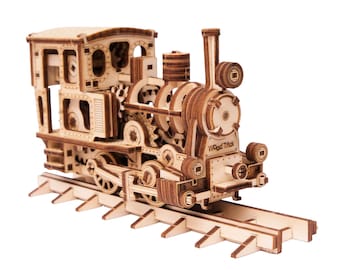 3D wooden puzzle DIY Steam train model kit Laser cut mechanical puzzles Wooden toy locomotive, Chug - Chug Train by WoodTrick