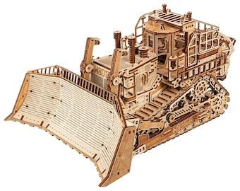 3D wooden puzzle DIY Bulldozer model kit Laser cut mechanical puzzles for adults, Terrain Titan by WoodTrick