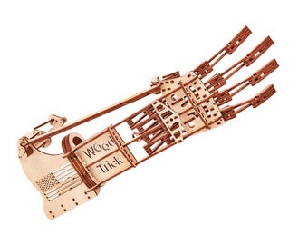 3D wooden puzzle DIY Robot hand model kit Laser cut mechanical puzzles Cyberpunk arm Wood toy, Robotic Hand by WoodTrick