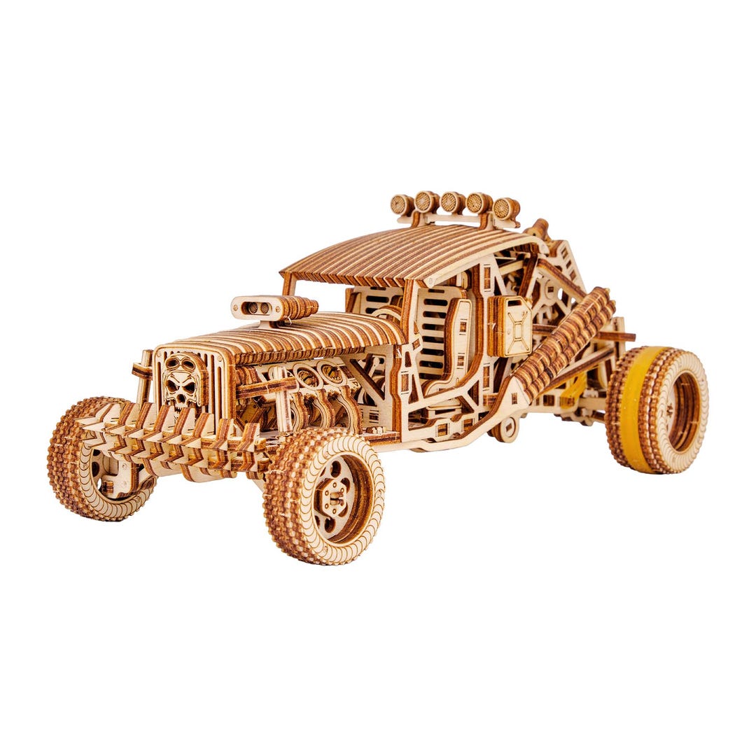 3D Wooden Puzzle DIY Buggy Car Model Kit Laser Cut Mechanical Puzzles ...
