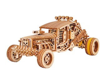 3D wooden puzzle DIY Buggy car model kit Laser cut mechanical puzzles Wood toy car, Mad Buggy by WoodTrick
