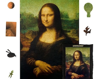 Wooden jigsaw puzzle Mona Lisa painting Laser cut wood puzzles for adults Renaissance Leonardo da Vinci art puzzle by Unidragon