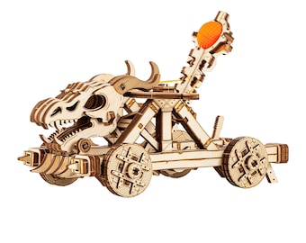 3D wooden puzzle DIY Catapult model kit Mechanical puzzles Dragon toy Gift for boys, Dragonskull Catapult by WoodTrick