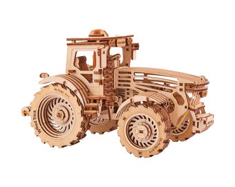 3D wooden puzzle DIY Tractor model kit Laser cut mechanical puzzles Wood toy Gift for farmer, Tractor by WoodTrick