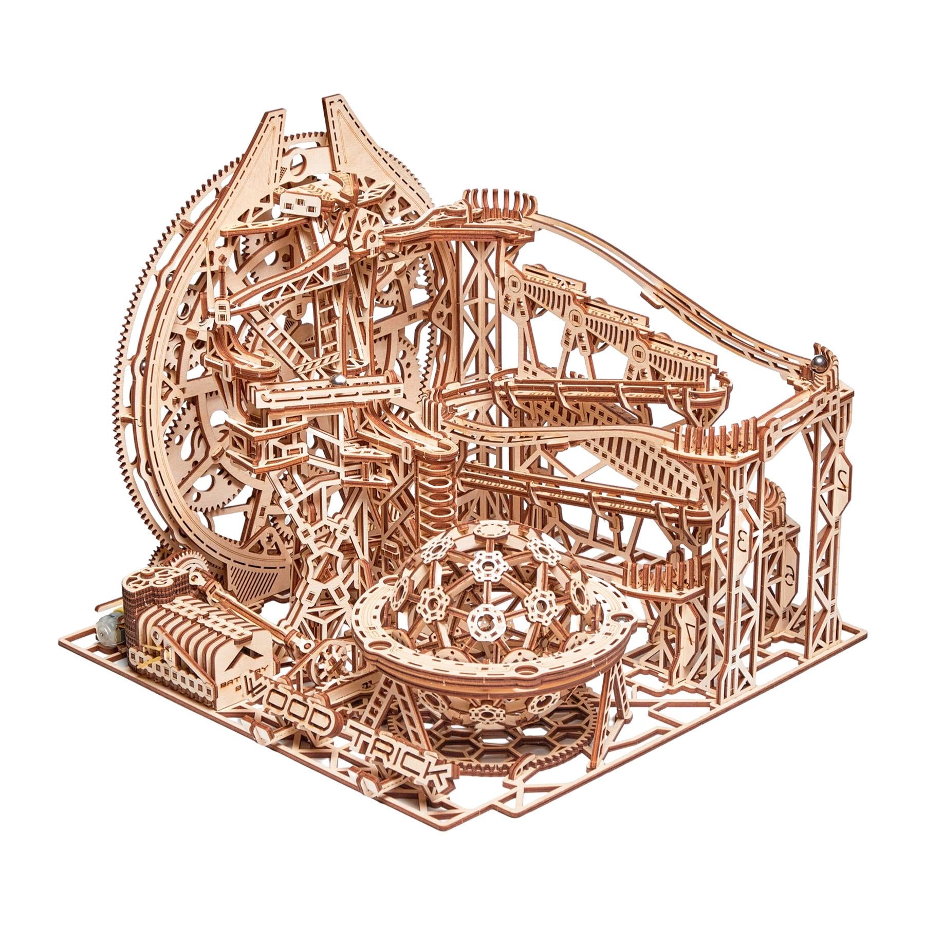 3D Wooden Puzzle DIY Marble Run Model Kit Laser Cut Mechanical Puzzles ...