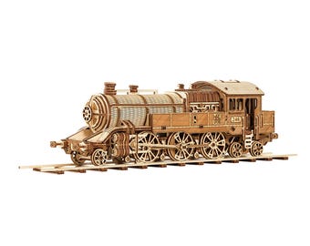 3D wooden puzzle DIY Locomotive model kit Laser cut mechanical puzzles Steam train Wood toy, Grand Traveler 246 by WoodTrick