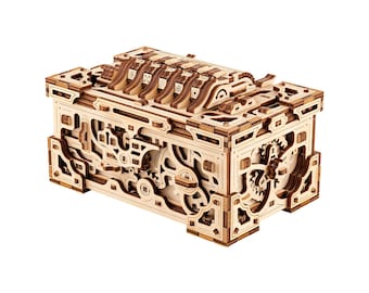 3D wooden puzzle DIY Secret lock box model kit Laser cut mechanical puzzles Wood storage box, Enigma Chest by WoodTrick