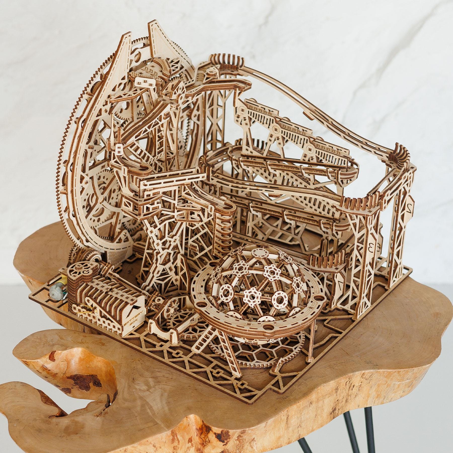 3D Wooden Puzzle DIY Marble Run Model Kit Laser Cut Mechanical Puzzles ...