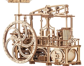 3D wooden puzzle DIY Steam engine model kit Mechanical puzzles Gift for engineer, 18th Century Steam Engine by WoodTrick