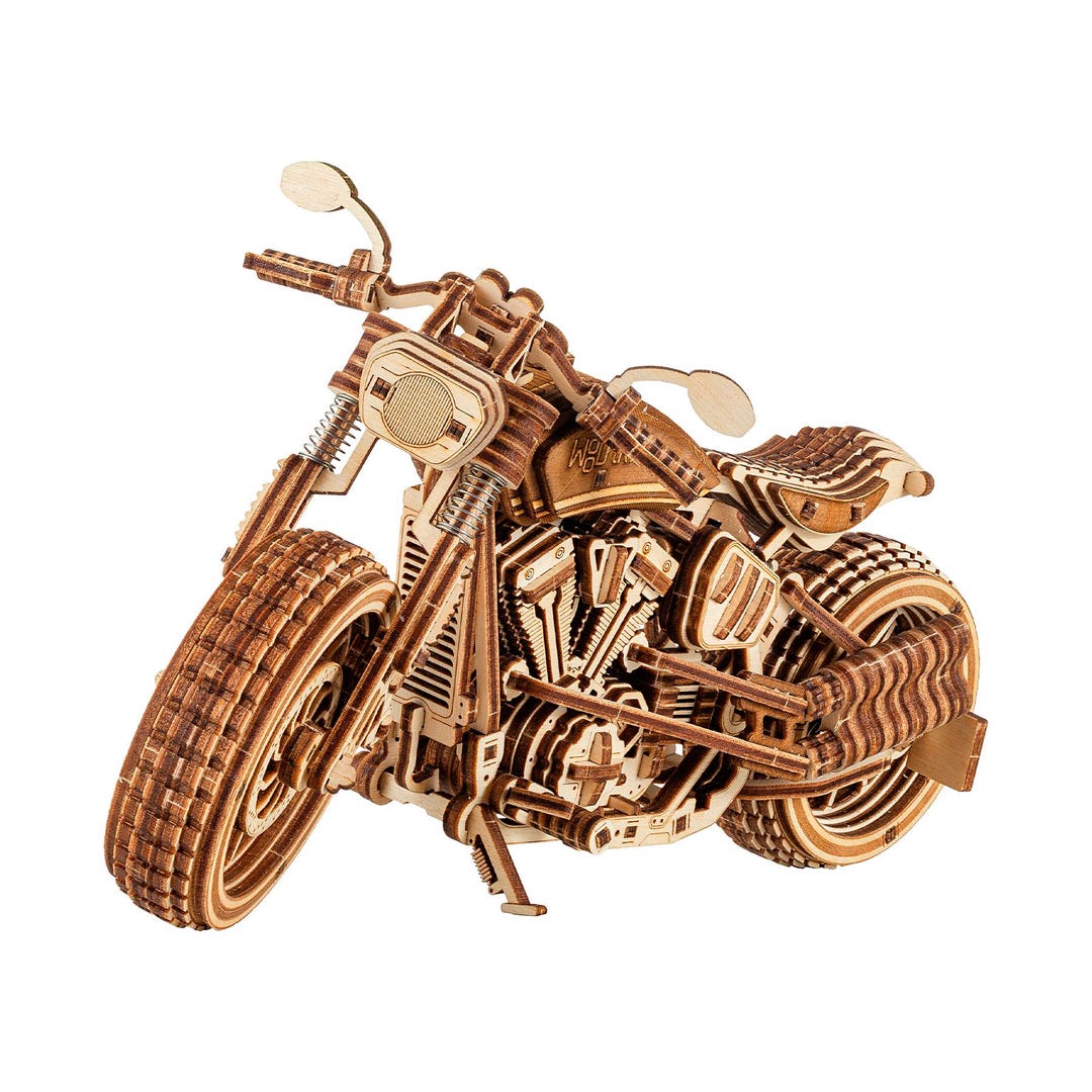 3D Wooden Puzzle DIY Motorcycle Model Kit Laser Cut Mechanical Puzzles ...