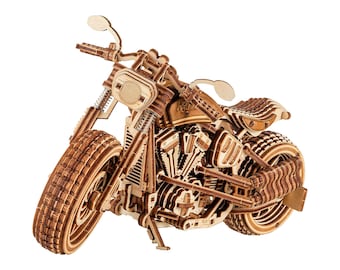 3D wooden puzzle DIY Motorcycle model kit Laser cut mechanical puzzles Motorbike Wood toy bike, Iron Pony Custom by WoodTrick