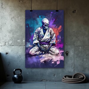 Skull Jiu Jitsu Poster, Brazilian Jiu Jitsu Wall Art, Grappling Art Print, BJJ Gym Decor, BJJ Gift, Martial Arts Poster