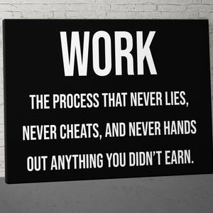 Work Definition Motivational Canvas, Inspirational Quotes, Modern Wall Art, Canvas Art Print, Office Wall Art, Success Wall Art