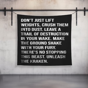 Tapis Mural Motivational Gym - Grande Bannière Avec Citation Sport - Marque Damdekoli