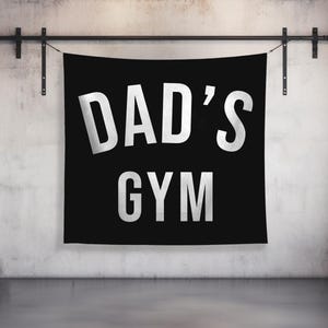 Custom Gym Tapestry | Home Gym Flag Decor | Large Quote Wall Art | Motivational Inspirational | Banner | Dad&#39;s