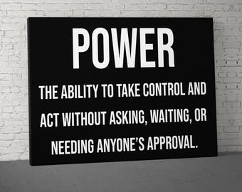 Power Definition Canvas, Motivational Canvas Art, Inspirational Quotes, Wall Art Canvas, Office Decor, Success Canvas, Modern Art Print