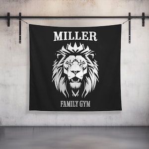 Custom Gym Tapestry | Home Gym Flag Decor | Large Quote Wall Art | Motivational Inspirational | Your Name Custom Banner | Family Gym