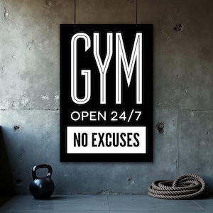 Home Gym Poster, Motivational Print, Gym Wall Art Print, Fitness Wall Art, Bodybuilding Poster, Inspirational Quotes, Gym Poster