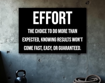 Ansträngningscitatposter, gymväggkonsttryck, väggdekoration för hemmagym, inspirerande citat, motivationsposter, digital nedladdning, väggkonst för kontoret