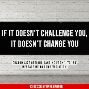 If It Doesn&#39;t Challenge You Banner - Motivational Home Gym Decor - Large Quote Wall Art - Weightlifting - Inspirational
