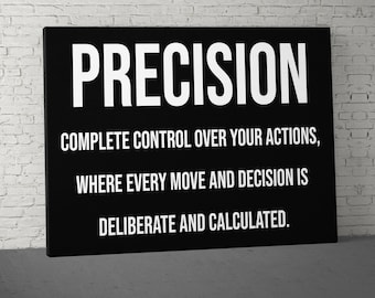 Precision Definition Motivational Canvas, Inspirational Quotes Art, Modern Wall Art, Office Decor, Success Canvas, Motivation Wall Art
