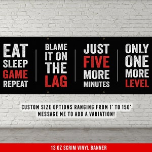 Video Game Banner - Gamer Decor - Gaming Large Quote Wall Art - Party Gift