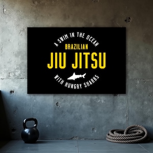 Jiu Jitsu Poster, BJJ Wall Art, Funny Jiu Jitsu Sharks, Grappling Art Print, Martial Arts Motivation, Dojo Decor, BJJ Home Office Art