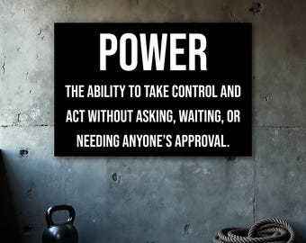 Power Motivation Poster, Inspirational Quote Art Print, Home Gym Wall Decor, Office Printable, Motivation Wall Art, Digital Download