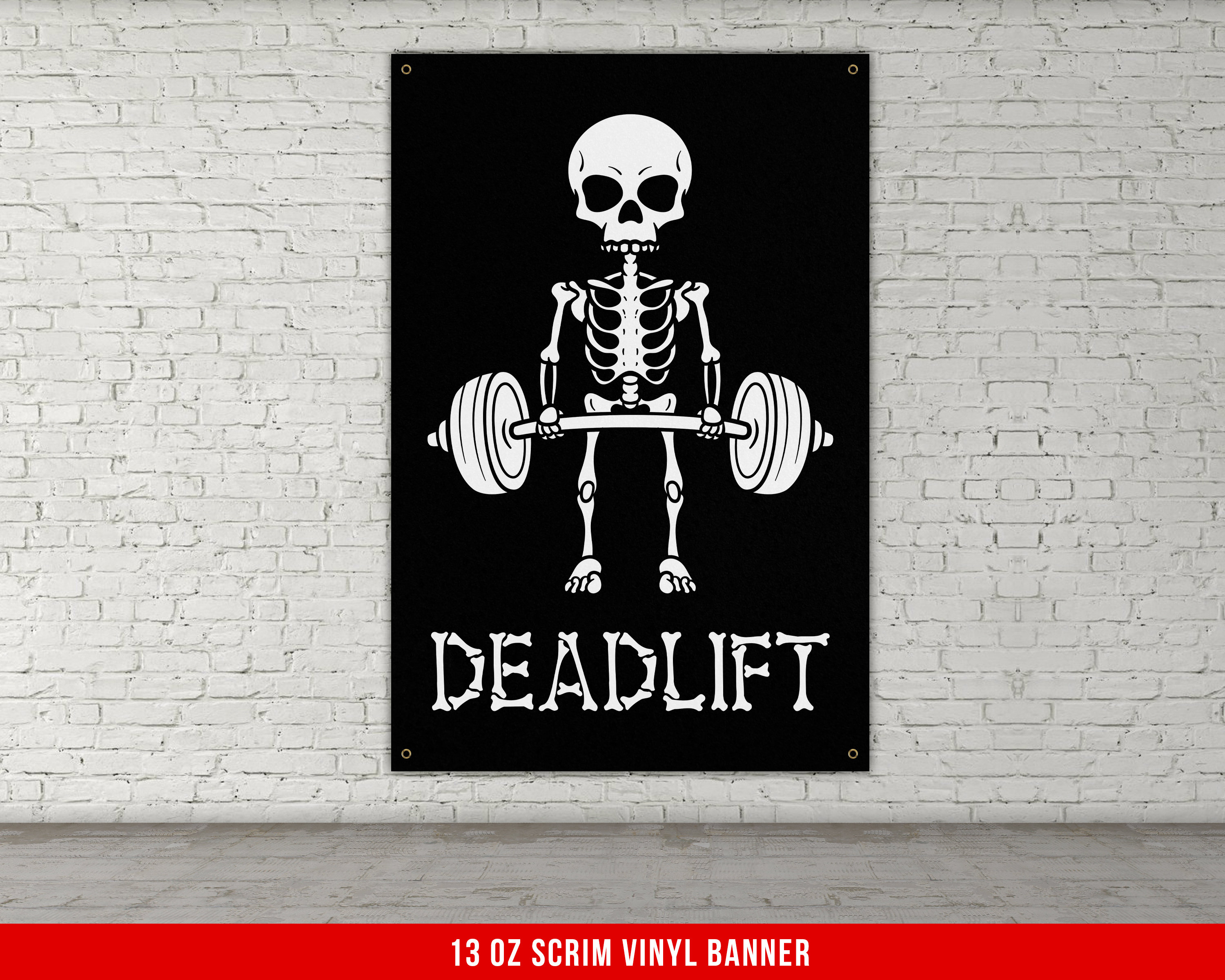 Deadlift Banner - Home Gym Decor - Funny Skull Large Wall Art
