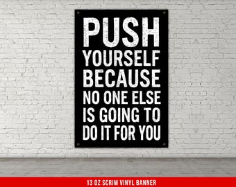 Motivational Banner, Gym Decor Banner, Workout Inspiration Banner, Home Gym Banner, Gift For Him, Inspirational Banner, Fitness Quote Banner