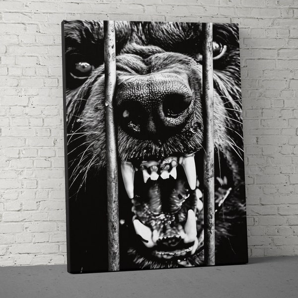 Wolf Cage Canvas - Home Gym Decor - Large Quote Wall Art - Weightlifting Fitness - Sports - Motivational