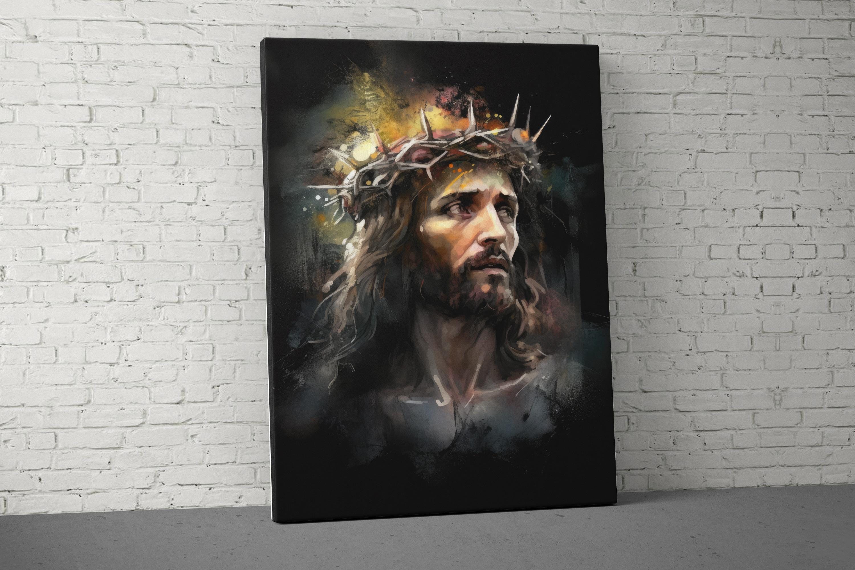 Jesus Christ Crown of Thorns Canvas Art, Religious Christian Wall Decor ...