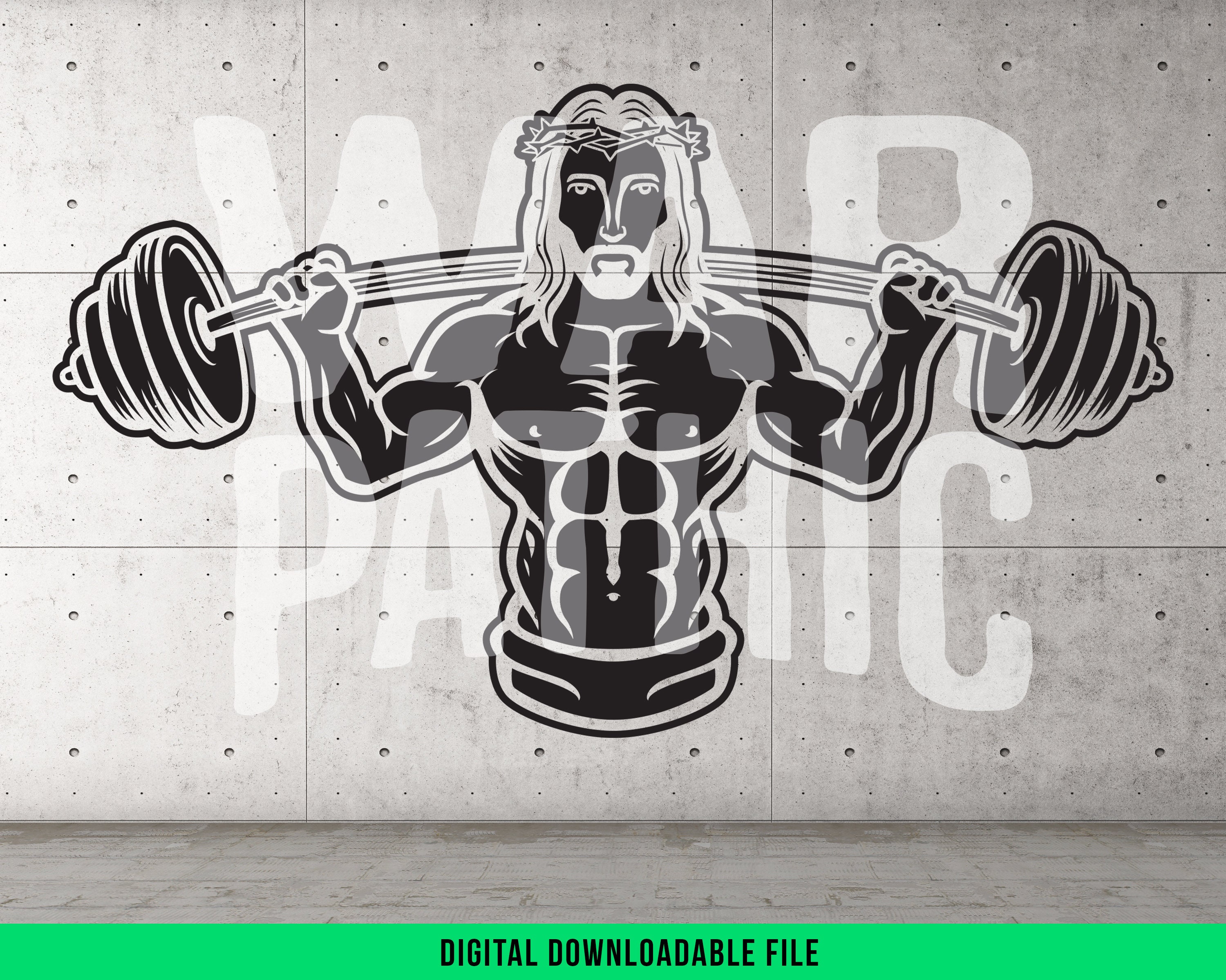 Jesus Gym PNG SVG Inspirational Workout Design for Christian Fitness T ...