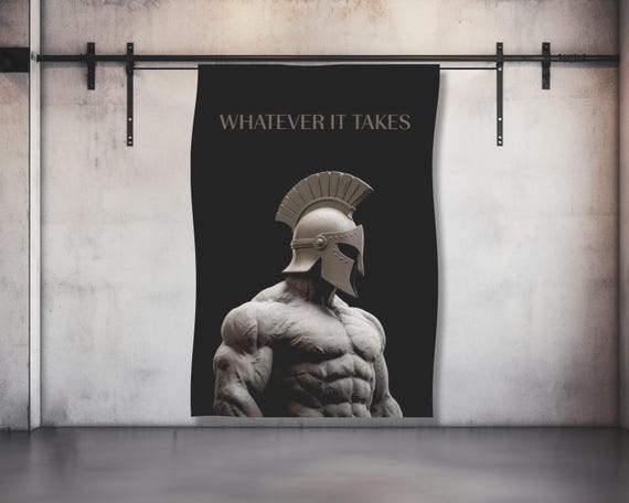 Bannière Motivational Spartan - Décoration Murale Inspirante Pour Salle De Sport