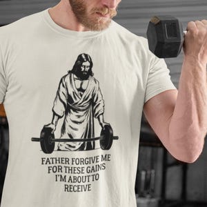 Cute Jesus Gift T-Shirt | Christian Gift | Christian Shirt | Funny Gym Shirt | Religious Faith Gym Tshirt | Deadlifter Shirt | Cross Shirt