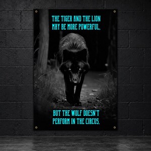 Wolf Circus Banner - Home Gym Decor - Large Motivational Quote Wall Art - Inspirational Print - Wolves image 6