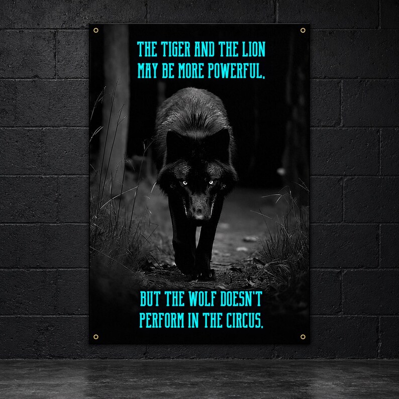 Wolf Circus Banner - Home Gym Decor - Large Motivational Quote Wall Art - Inspirational Print - Wolves image 6