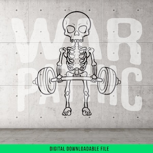 Deadlift Skeleton PNG SVG Motivational Gym Design for Fitness T-Shirts Sublimation Artwork Digital Download