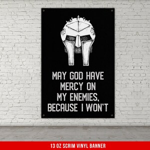 May God Have Mercy Banner - Home Gym Decor - Large Quotes Wall Art - Weightlifting - Sports Inspiration - Motivational
