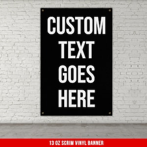 Custom Text Banner - Home Gym Decor - Large Motivational Quote Wall Art - Garage Basement - Personalization