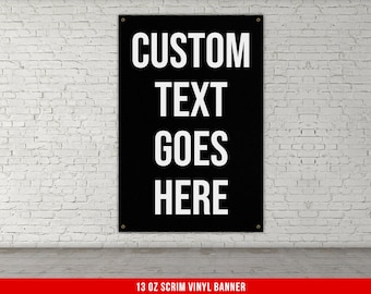 Custom Text Banner - Home Gym Decor - Large Motivational Quote Wall Art - Garage Basement - Personalization