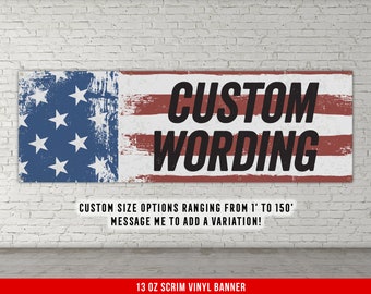 Large Custom USA Banner - Personalized Decor - Patriotic Large Quote Wall Art - Personalized