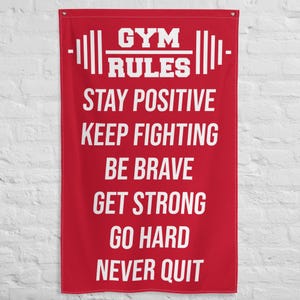 Gym Flags - Gym Sign - Home Gym Banner - Weightlifting Decor - Custom Gym Gifts - Gym Rules
