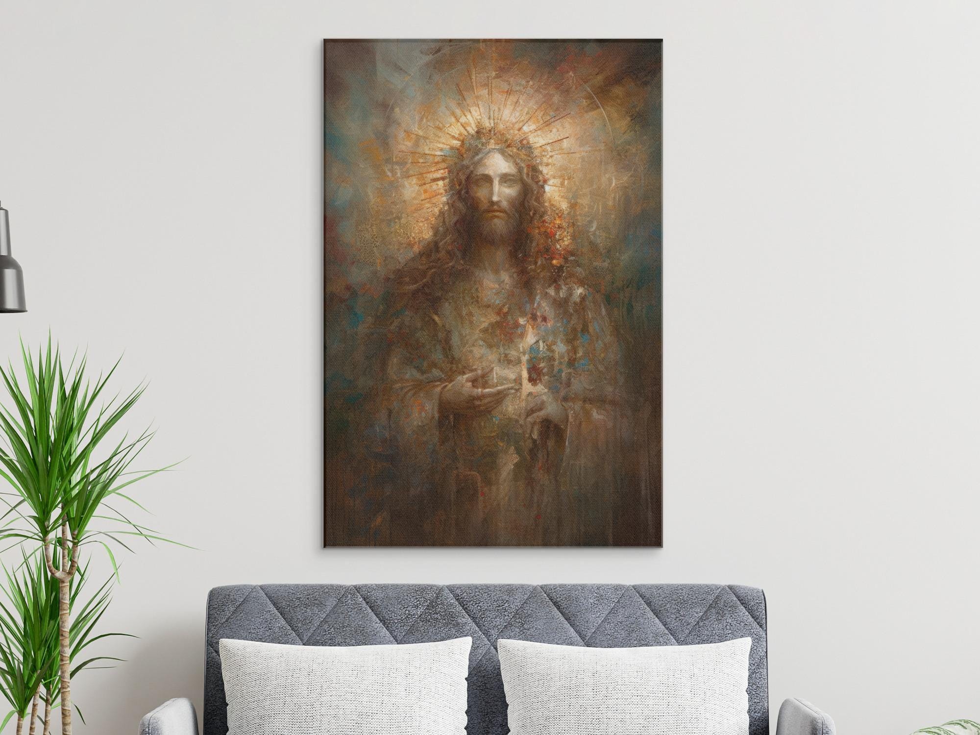Jesus Christ Canvas Wall Art, Divine Religious Christian Painting Print ...