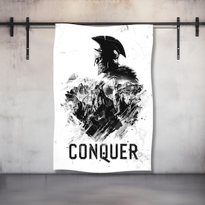 Spartan Conquer Tapestry, Motivational Tapestry, Gym Decor, Home Gym Art, Sports Wall Art, Husband Gift, Mens Birthday Gift