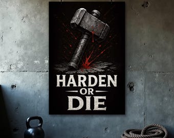Harden or Die-poster, homegym kunst aan de muur, fitness motivatie print, poster bodybuilding, inspirerend citaat, muurdecoratie sportschool