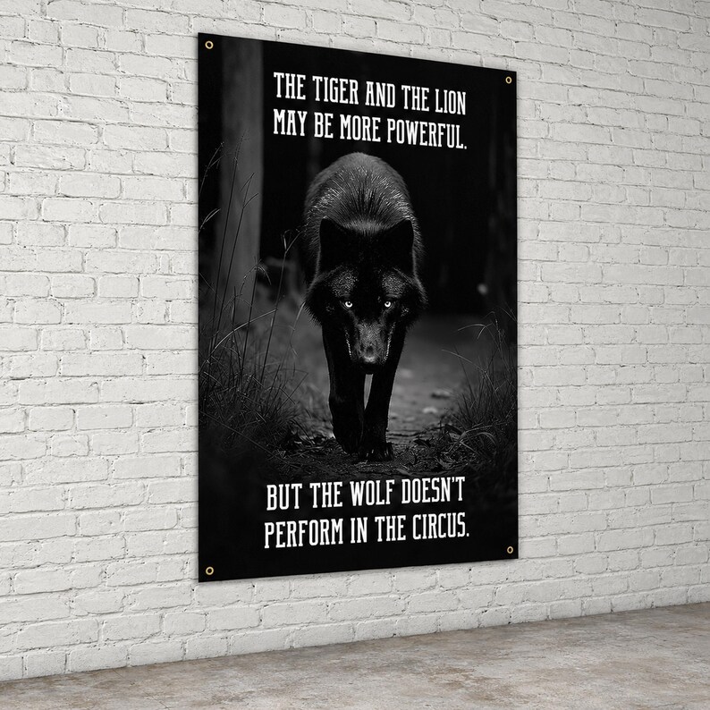 Wolf Circus Banner - Home Gym Decor - Large Motivational Quote Wall Art - Inspirational Print - Wolves image 3