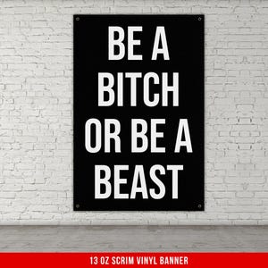 Pancarta "Sé una bestia", pancarta motivacional de vinilo, decoración de pared para gimnasio, citas inspiradoras de fitness, levantamiento de pesas, levantamiento de potencia, garaje, gimnasio